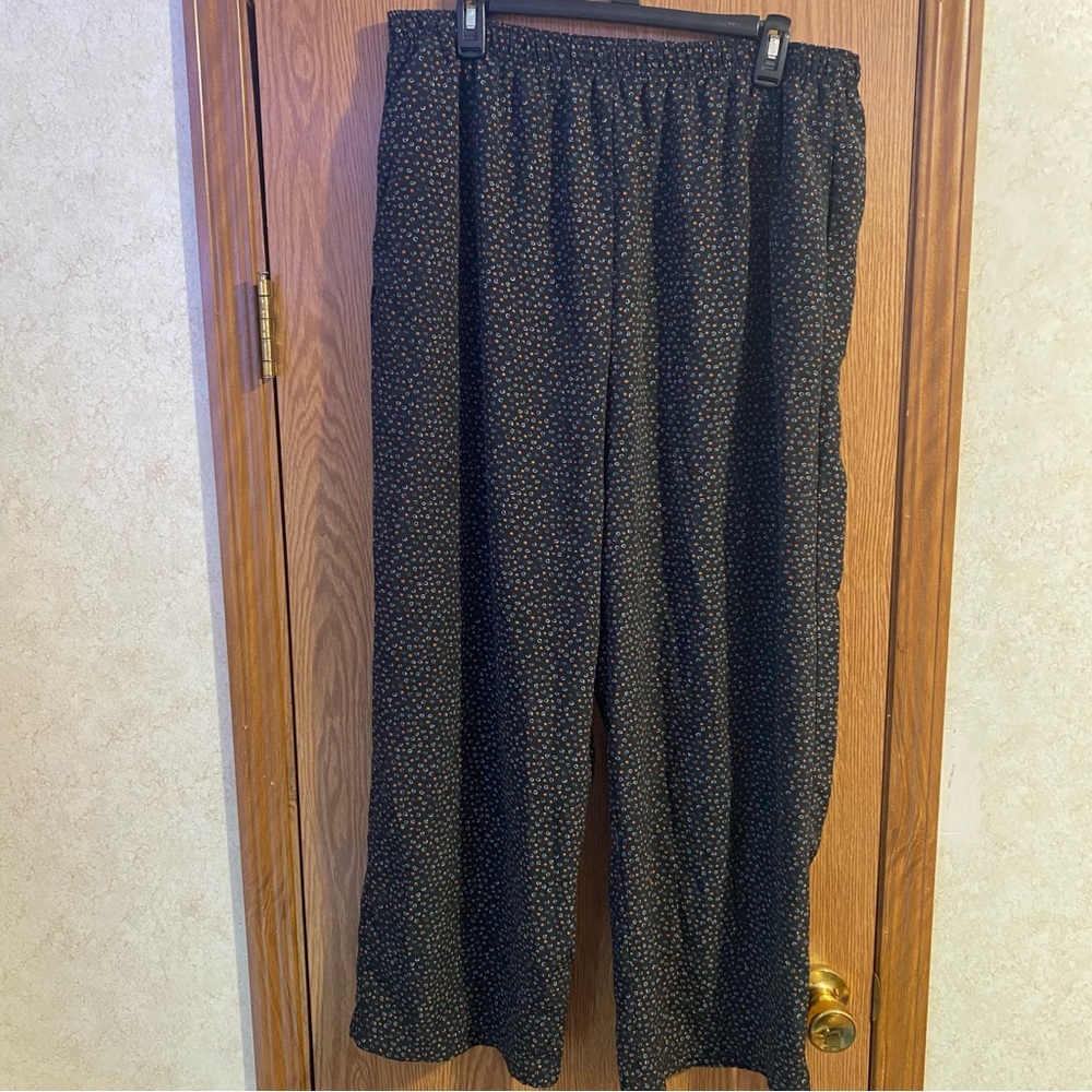 Vintage 1980s Fundamental Things Black Print Dress Pants Size 16